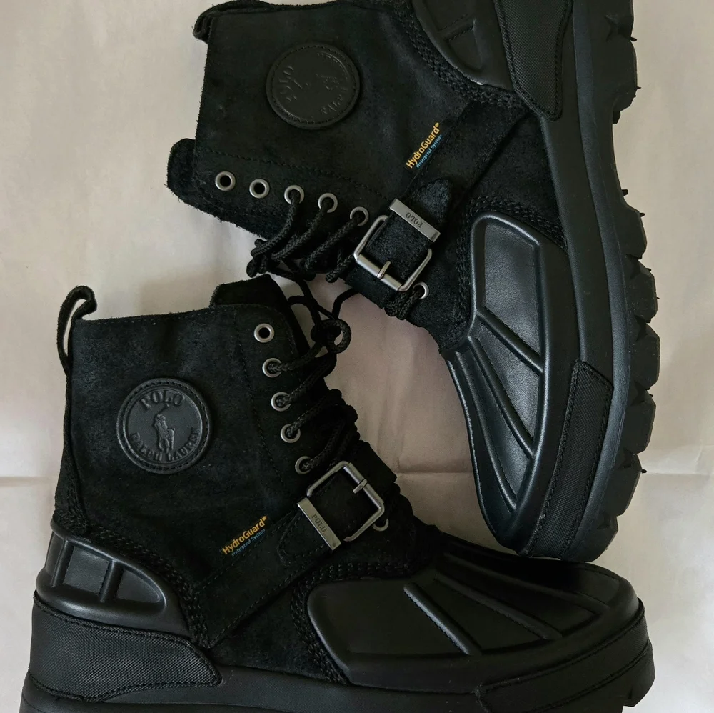 NWOB POLO RALPH LAUREN Men's   Black Waterproof Leather-Suede  Boots Size:11 - Picture 10 of 13